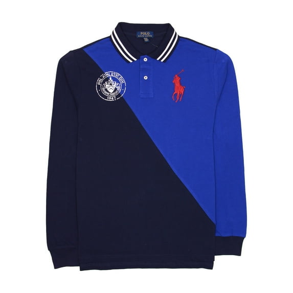 Polo Ralph Lauren Boy's Big Pony Long Sleeve Cotton Polo Shirt (XLarge, Blue)