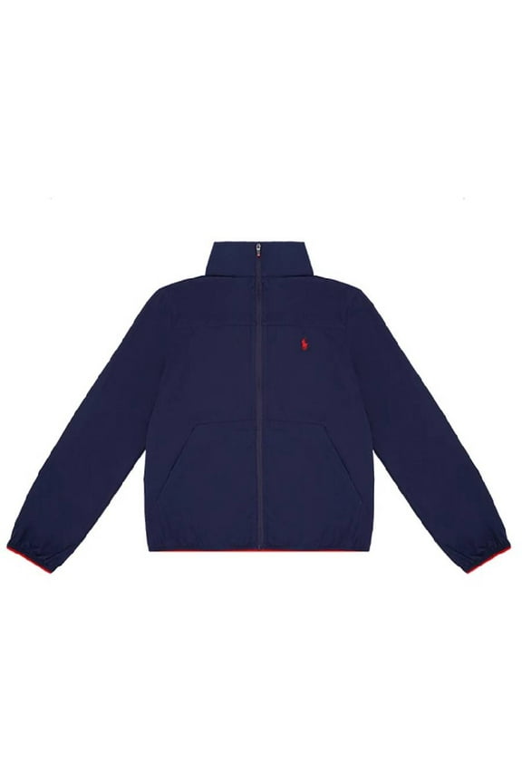 Boys Embroidered Logo Hooded Jacket, Size Small