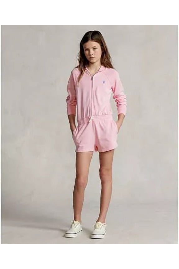 CARAMEL PINK Toddler Girls Spa Terry Long-Sleeve Hooded Romper, 4/4T