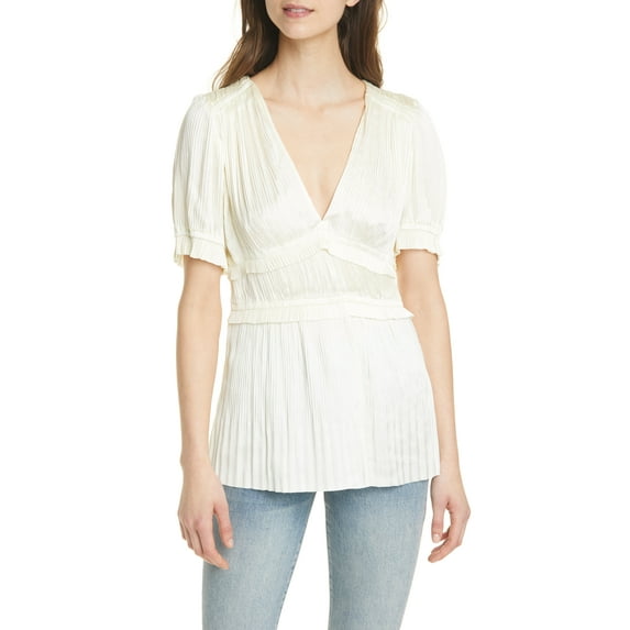 Polo Ralph Lauren CLUBHOUSE CREAM Women's Joclyn Pleat Satin Top, US 0