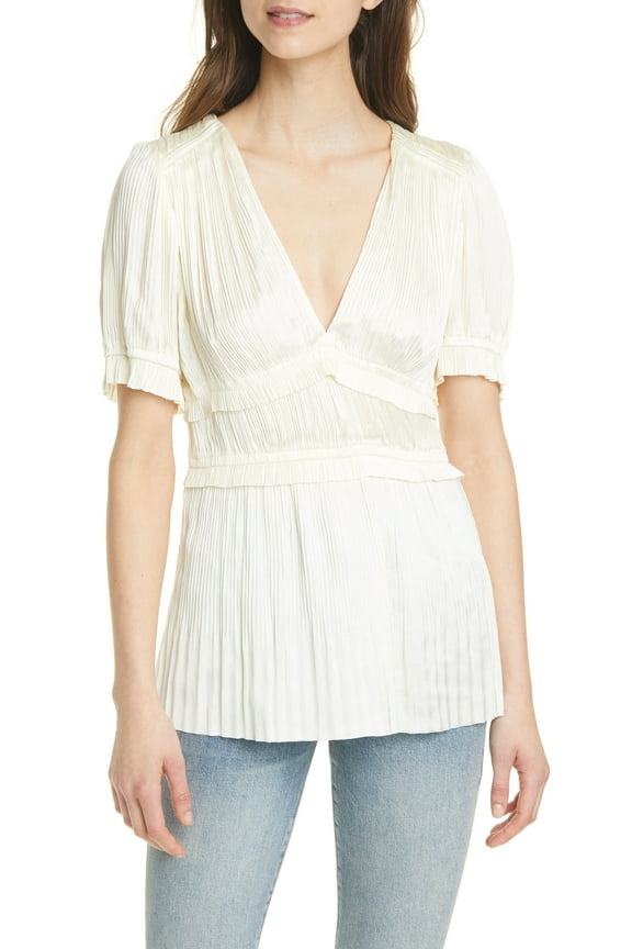 CLUBHOUSE CREAM Women's Joclyn Pleat Satin Top, US 6