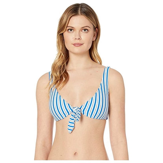 Polo Ralph Lauren COBALT Coastal Stripe Knot Front Bikini Swim Top, US Small