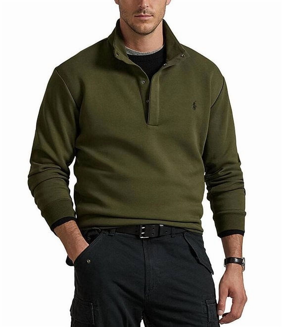 Polo Ralph Lauren COMPANY OLIVE Men's Double-Knit Quarter-Snap L/S