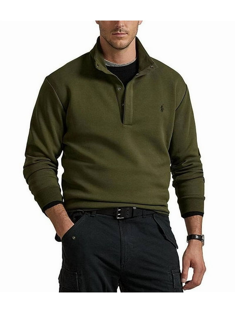 Polo Ralph Lauren COMPANY OLIVE Men's Double-Knit Quarter-Snap L/S