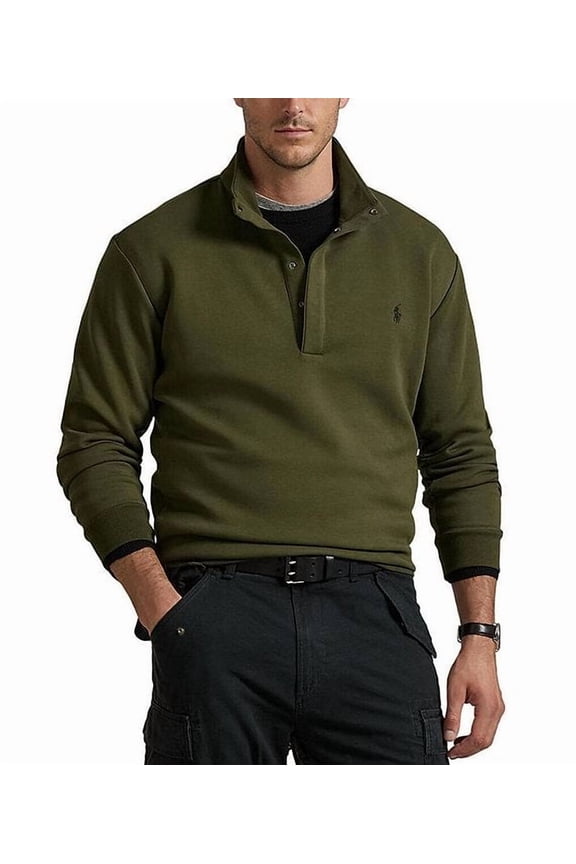 COMPANY OLIVE Men's Double-Knit Quarter-Snap L/S Shirt, US 2XB