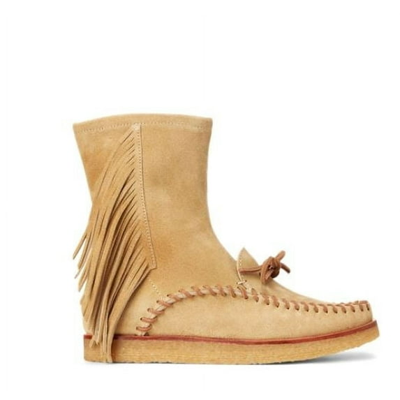 Polo Ralph Lauren Camel Women's Channing Fringe Mid-Rise Boot, 8.5B