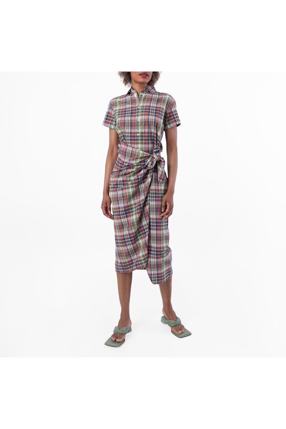 Checkered Print Shirt Dress, Size 4