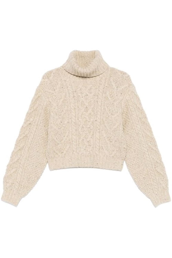 Chunky Aran Knit Wool Sweater, Size Large