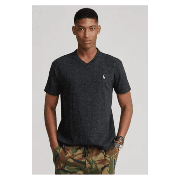 Polo Ralph Lauren Classic Fit Cotton V-Neck T-Shirt, Black, S