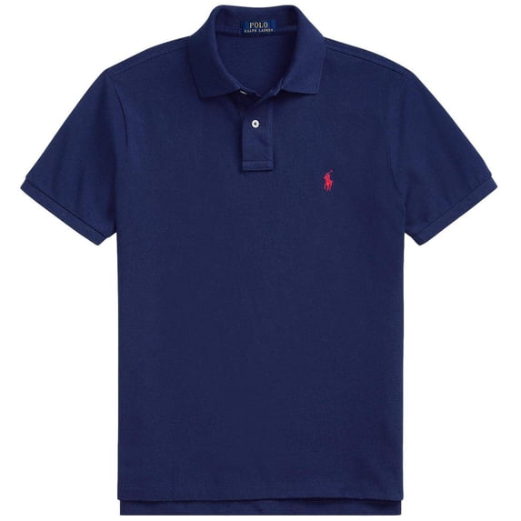 Polo Ralph Lauren Classic Fit Mesh Pony Logo Polo Shirt (L, NavyRedPony)