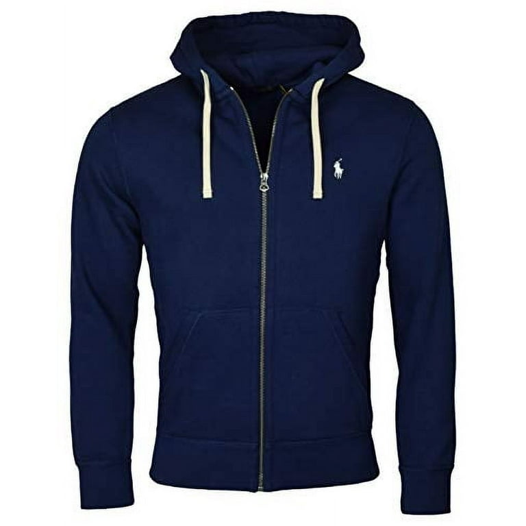 Polo Ralph Lauren Classic Full Zip Fleece Hooded Sweatshirt L Navy White Pony Walmart