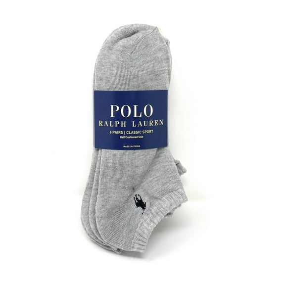 Polo Ralph Lauren Classic Sport No Show Socks 6 Pairs, Grey