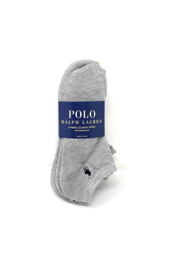 Classic Sport No Show Socks 6 Pairs, Grey