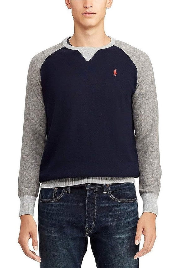 Color-Block Raglan Sweater Navy - Large