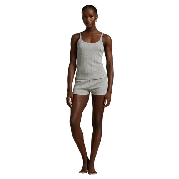 Polo Ralph Lauren Cotton Pointelle Cami & Short Sleep Set - 4P0385 (Heather Grey, XS)