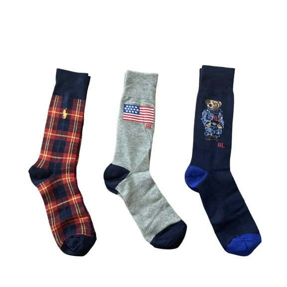 Polo Ralph Lauren Crew Sock Gift Set Multicolor Socks (3 Pairs) Size L (8-12 Men / 10-13 Wmn's)