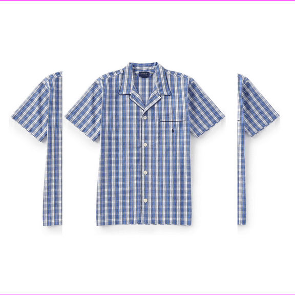 Polo Ralph Lauren Culver Plaid Short Sleeve Woven Pajama Top, Size M, MSRP $40