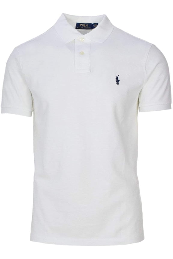 Mens New Custom Slim Polo Shirt Medium White