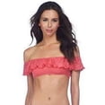 thumbnail image 1 of Polo Ralph Lauren DARK RED Ruffle Over the Shoulder Bikini Swim Top, US Large, 1 of 3