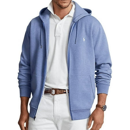 Polo Ralph Lauren Double-Knit Full-Zip Hoodie - Lattice Blue Heather, 3 XB