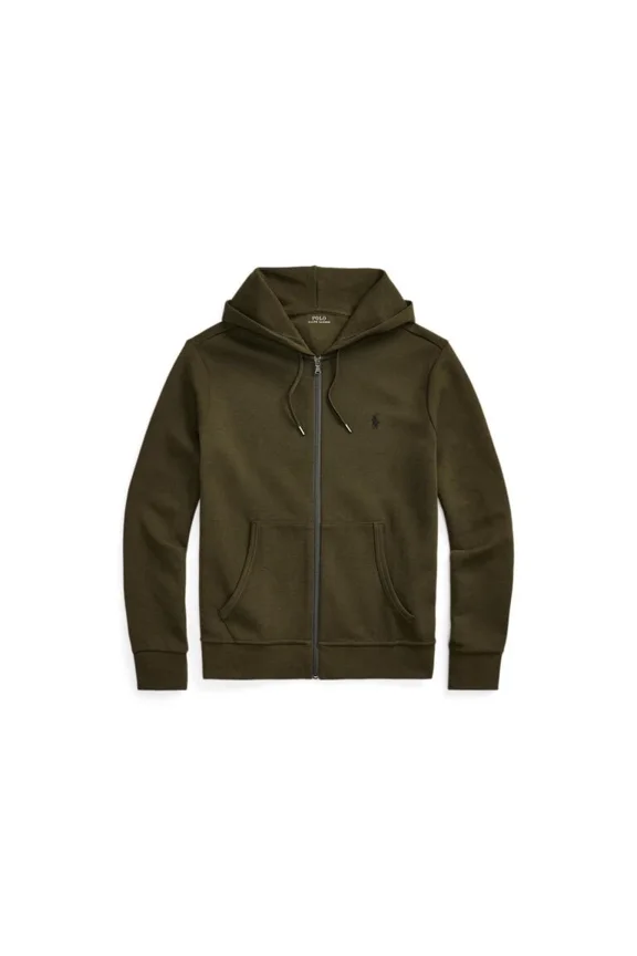 Double-Knit Full-Zip Hoodie - Olive Size Large