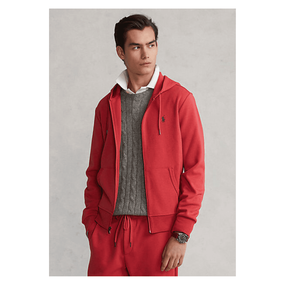Red polo 2025 double knit hoodie