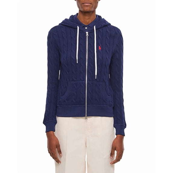 Polo Ralph Lauren Cable Knit Blue Zip-Up Sweater (Women's)