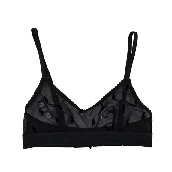 Polo Ralph Lauren Flocked Pony Scoopneck Bralette - 4P0132 (Onyx, XS)