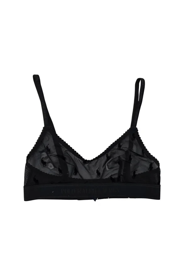 Flocked Pony Scoopneck Bralette - 4P0132 (Onyx, XS)