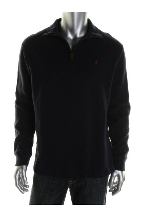 French-Rib Half-Zip Pullover Sweater, 2XL, Navy