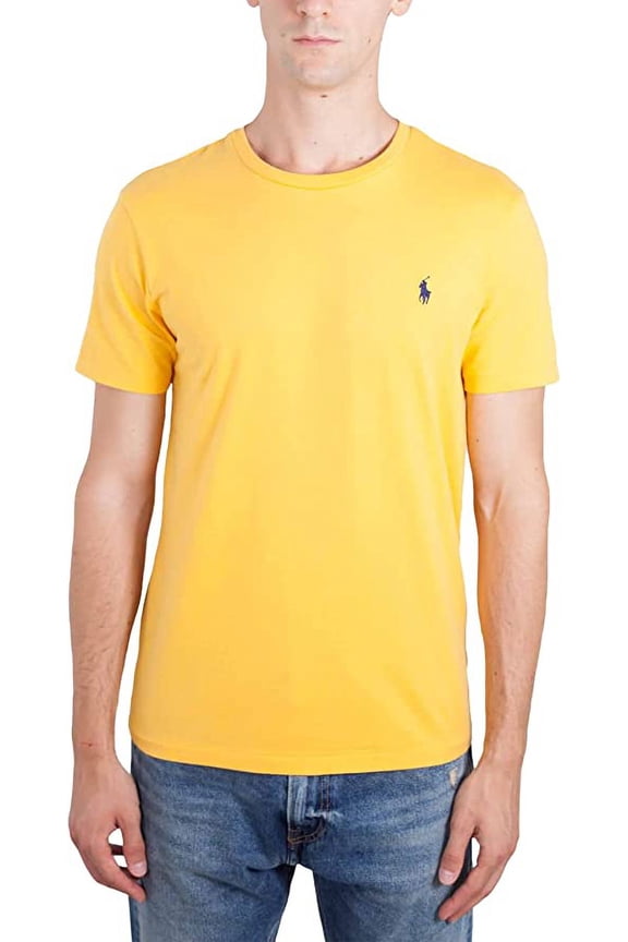 Men's Crew-Neck T-Shirt (Small, Gold (Navy Pony))