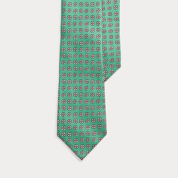 Polo Ralph Lauren GREEN Men's Silk Foulard Narrow Tie, US One Size