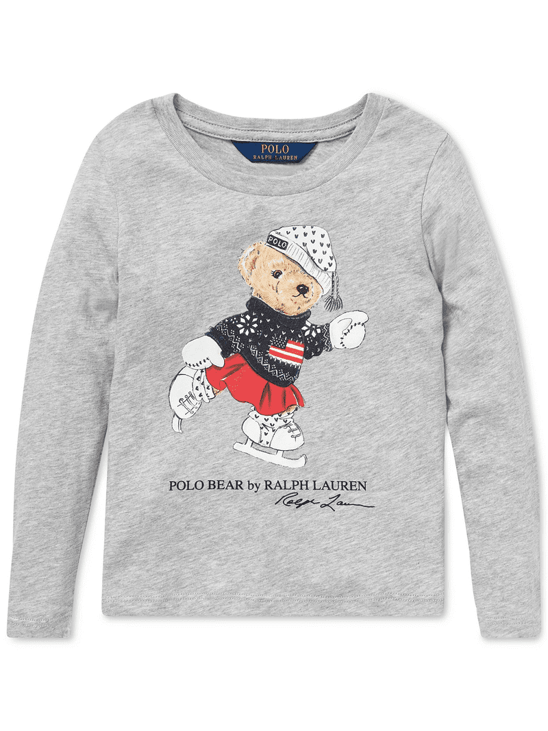 Polo Ralph Lauren Bear Tシャツ XS(7号)グレー Polo Ralph Lauren GREY Girls Crew Neck Ice Skating Polo Bear