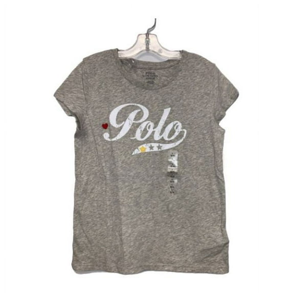 Polo Ralph Lauren GREY HEATHER Girl's S/S T-Shirt, US Large (12-14)