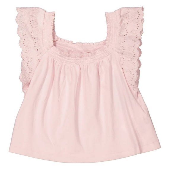 Polo Ralph Lauren Girls Hint Of Pink Eyelet-Embroidered Cotton Jersey Top, Size 4T