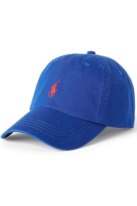 Hat, Classic Sport Men's Baseball Cap, Blue / Red Pony, Adjustable Strap