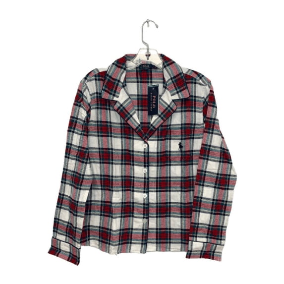 Polo Ralph Lauren IVORY/PLAID Women's Plaid Pajama Shirt, US XS