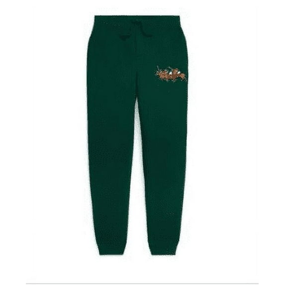 Polo Ralph Lauren Kids Green Big Pony Logo Double-Knit Jogger Pants, M 10-12