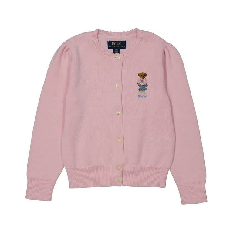 Polo Ralph Lauren Kids Pink Polo Bear Knit Cardigan, Size 3/3T