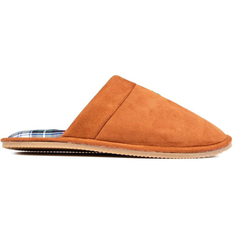 Polo Ralph Lauren Klarence Men\'s Scuff Slippers Sz 8 Memory Foam Slide On Brown Mens Slippers Polo Memory Foam Slippers Polo Ralph Lauren  main image 2