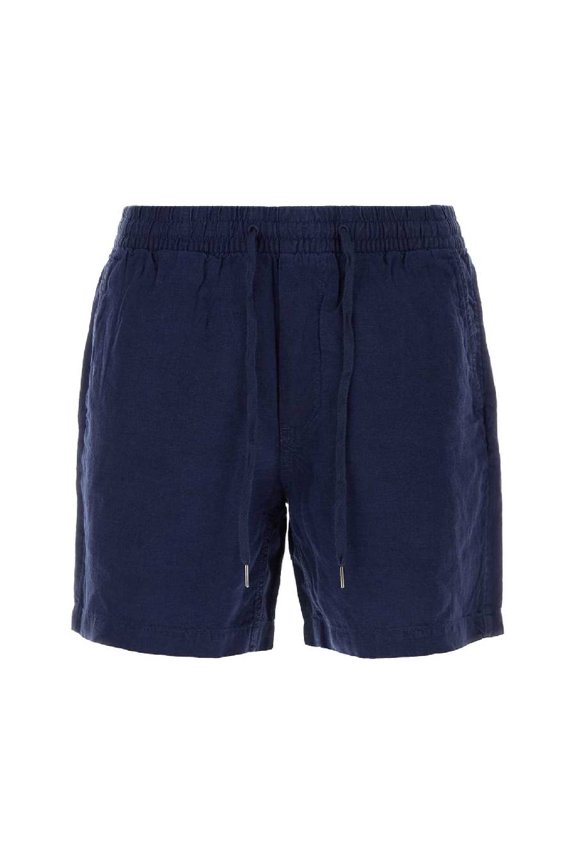 Logo Motif Prepster Linen Shorts, Size Medium