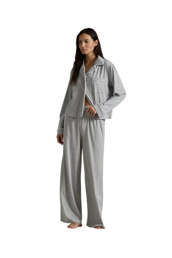 Long-Sleeve Jersey Pajama Set - 4P0229 - R2202 (Medium, Heather Grey)