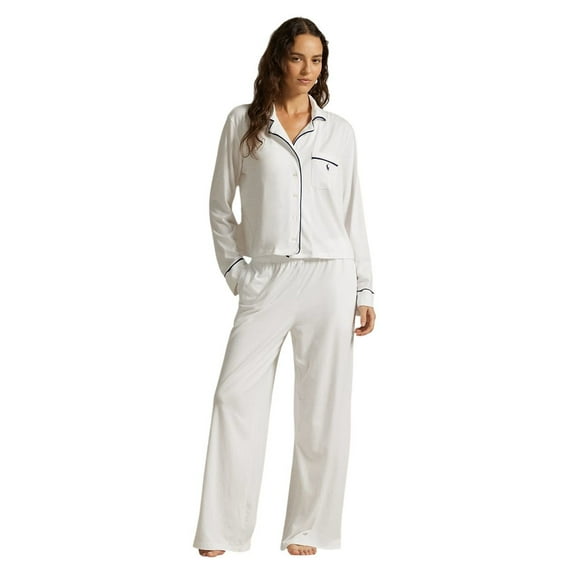 Polo Ralph Lauren Long-Sleeve Jersey Pajama Set - 4P0229 (White Cloud, L)