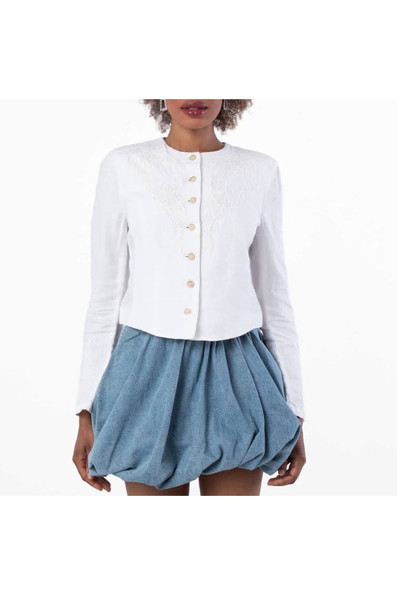Long-Sleeve Linen Jacket, Size 2