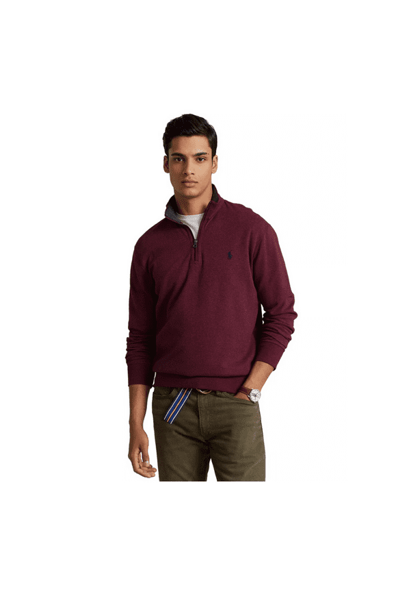 Luxury Jersey 1/4 Zip Pullover Sweater Spring Wine 3Xltl/Lg