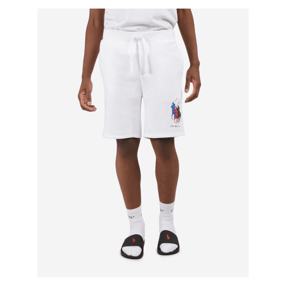 Polo Ralph Lauren MTriple Pony 8.5 Inseam Fleece Shorts, White, S