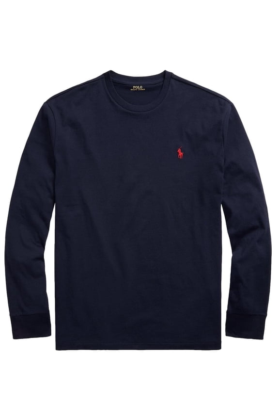 Men Long Sleeve Pony Logo T-Shirt (NewNavy, XXL)