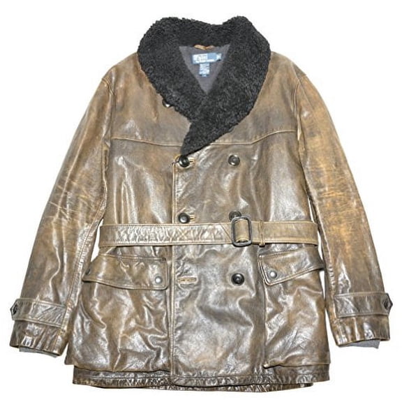 Polo Ralph Lauren Men Mcclure Rancher Leather Jacket (L, Brown)