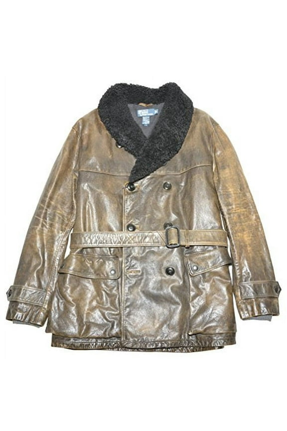 Men Mcclure Rancher Leather Jacket (L, Brown)