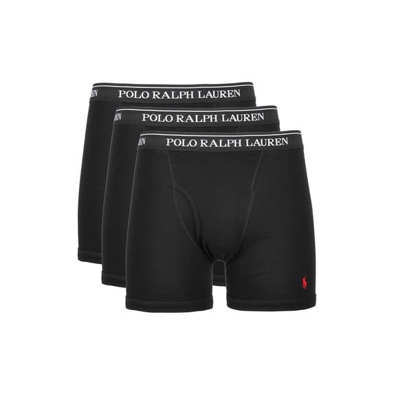 Polo Ralph Lauren Men Moisture Wicking 3-Pack Cotton Boxer Briefs (Large, Black)